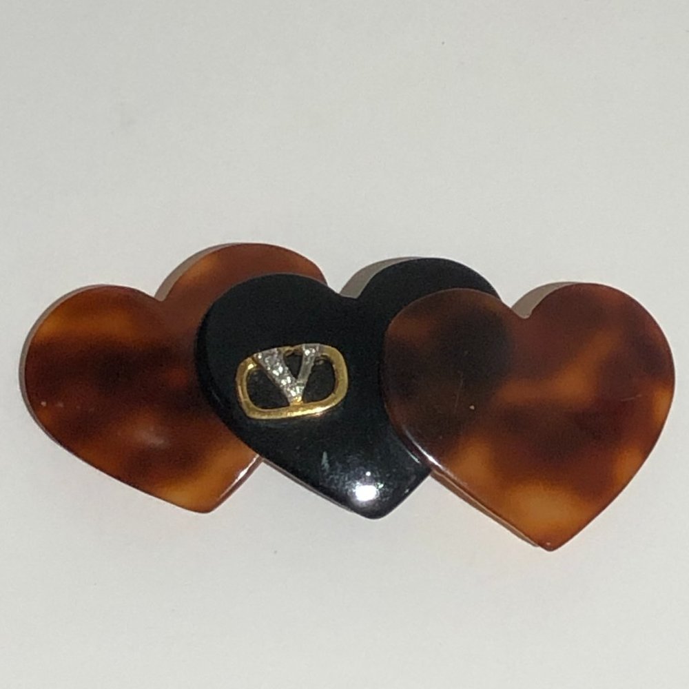 Beutiful Vintage VALENTINO BIJOUX Hearts Hair Clip